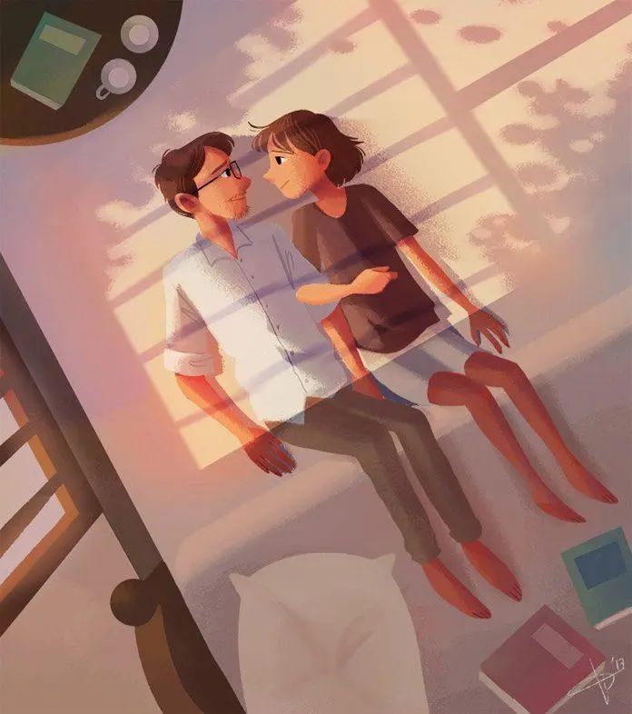 插画家告诉你:喜欢一个人,就要每天都要黏在一起