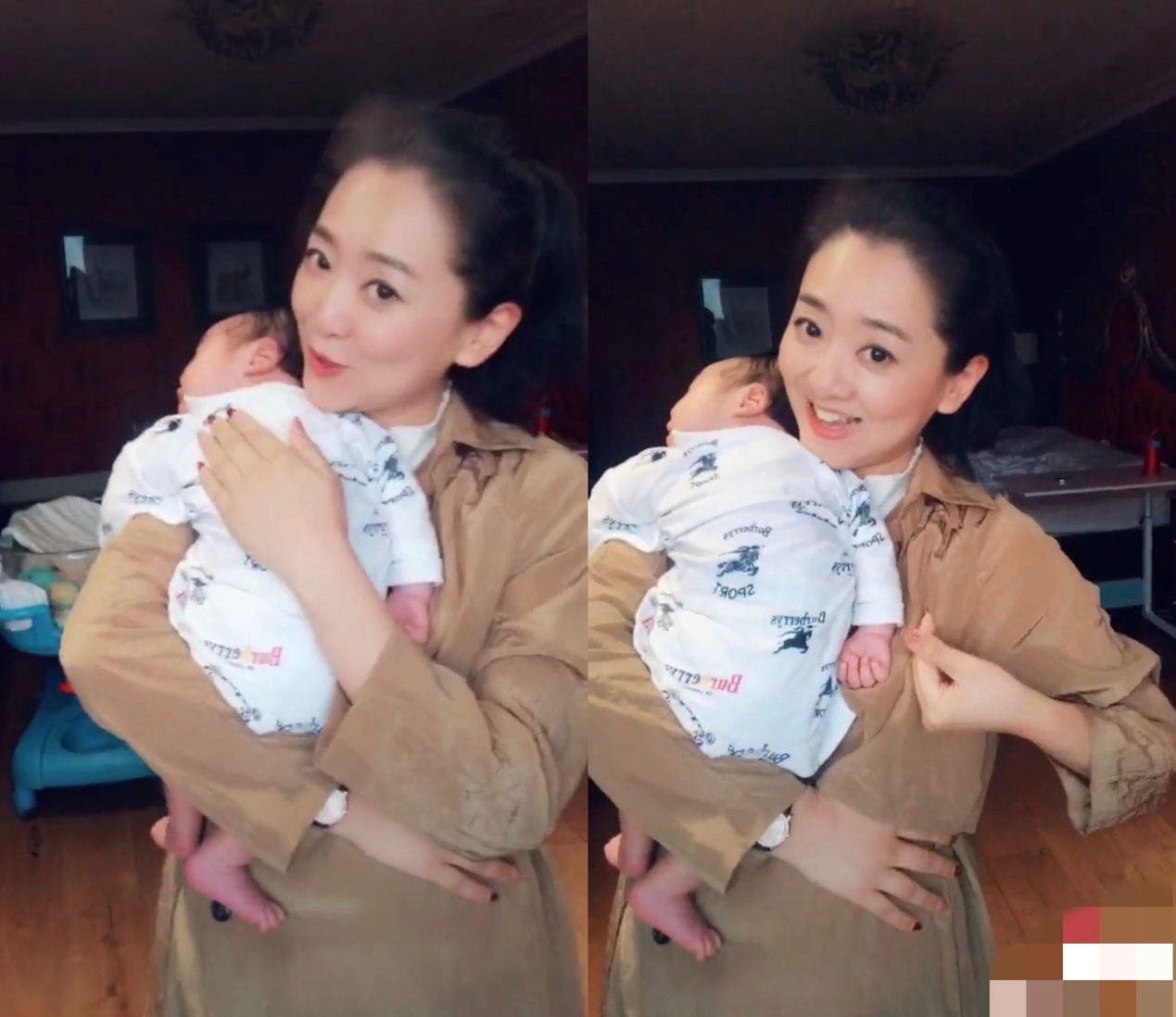 月亮姐姐罕晒娃,儿子小眼睛一点不像妈,抱春妮孩子被误认生二胎