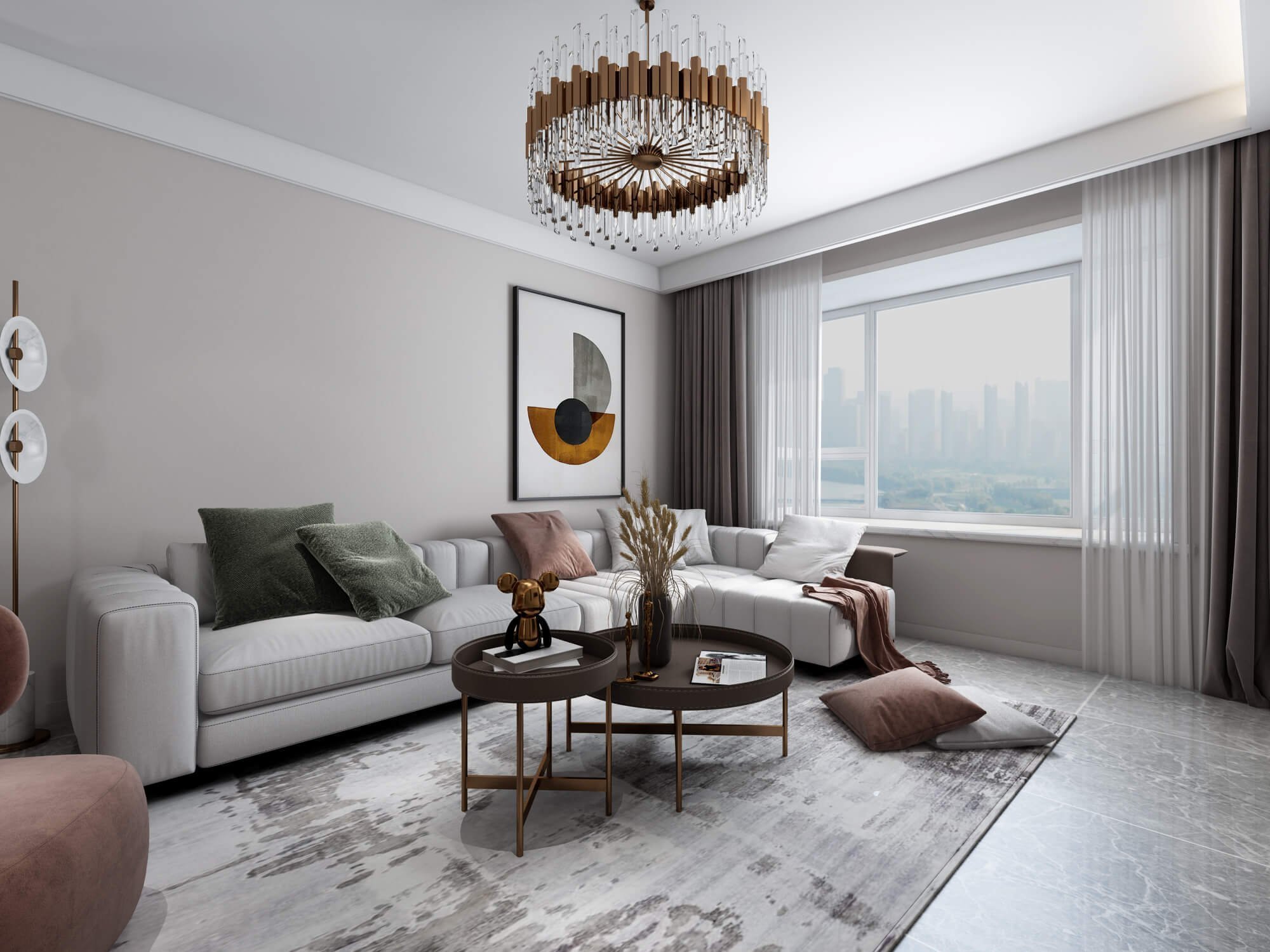 160㎡现代简约, 利用简洁的色彩搭配形成别样的风格质感