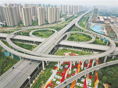 鸟瞰陇海路快速通道西四环立交桥