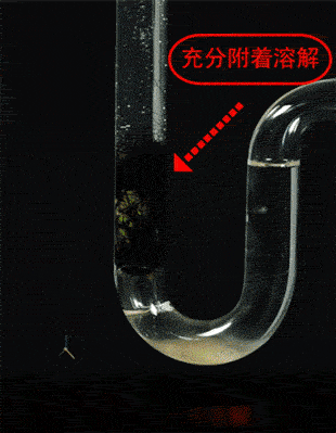 ▲一直渗透到底部，充分溶解