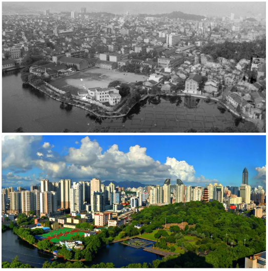 温州老城区今昔对比.郑高华 摄 温州市委宣传部供图.
