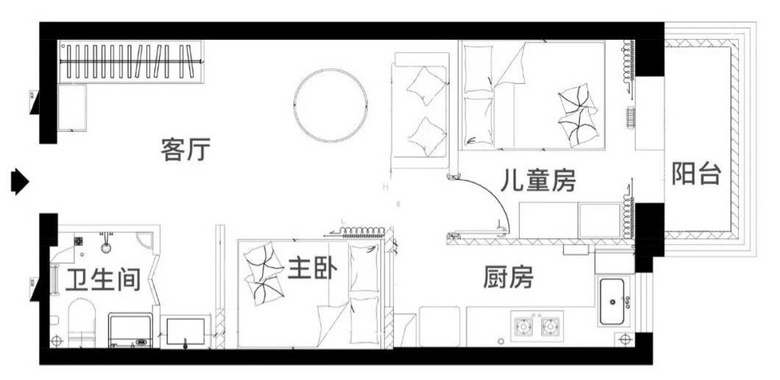 长条形卧室平面布置图图片