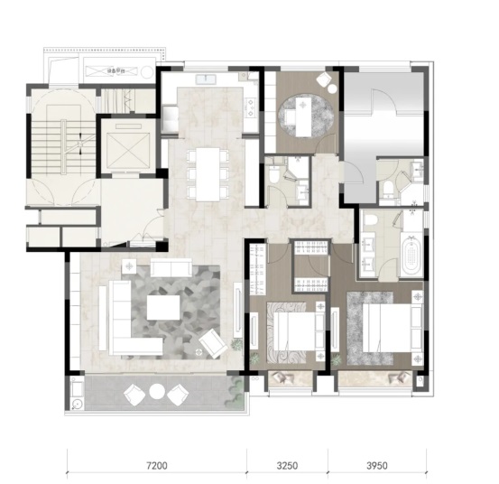 建面约180㎡户型示意图