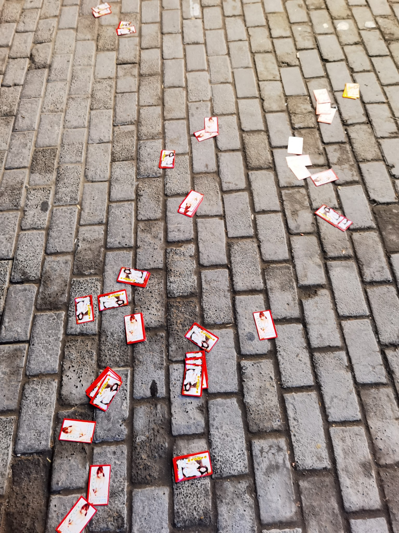 郑州北大学城生活区旁夜晚地上撒满色情招嫖小广告?警方介入调查