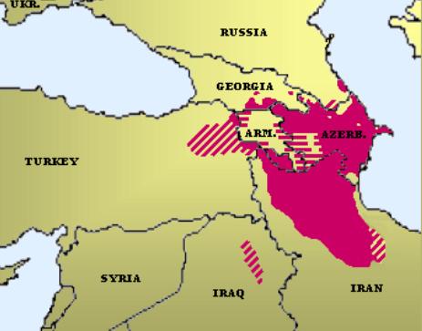  ▲现代阿塞拜疆族的分布