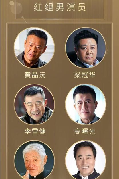 首先,在红组男演员中,上榜的6位演员按照名次分别是黄品沅,梁冠华