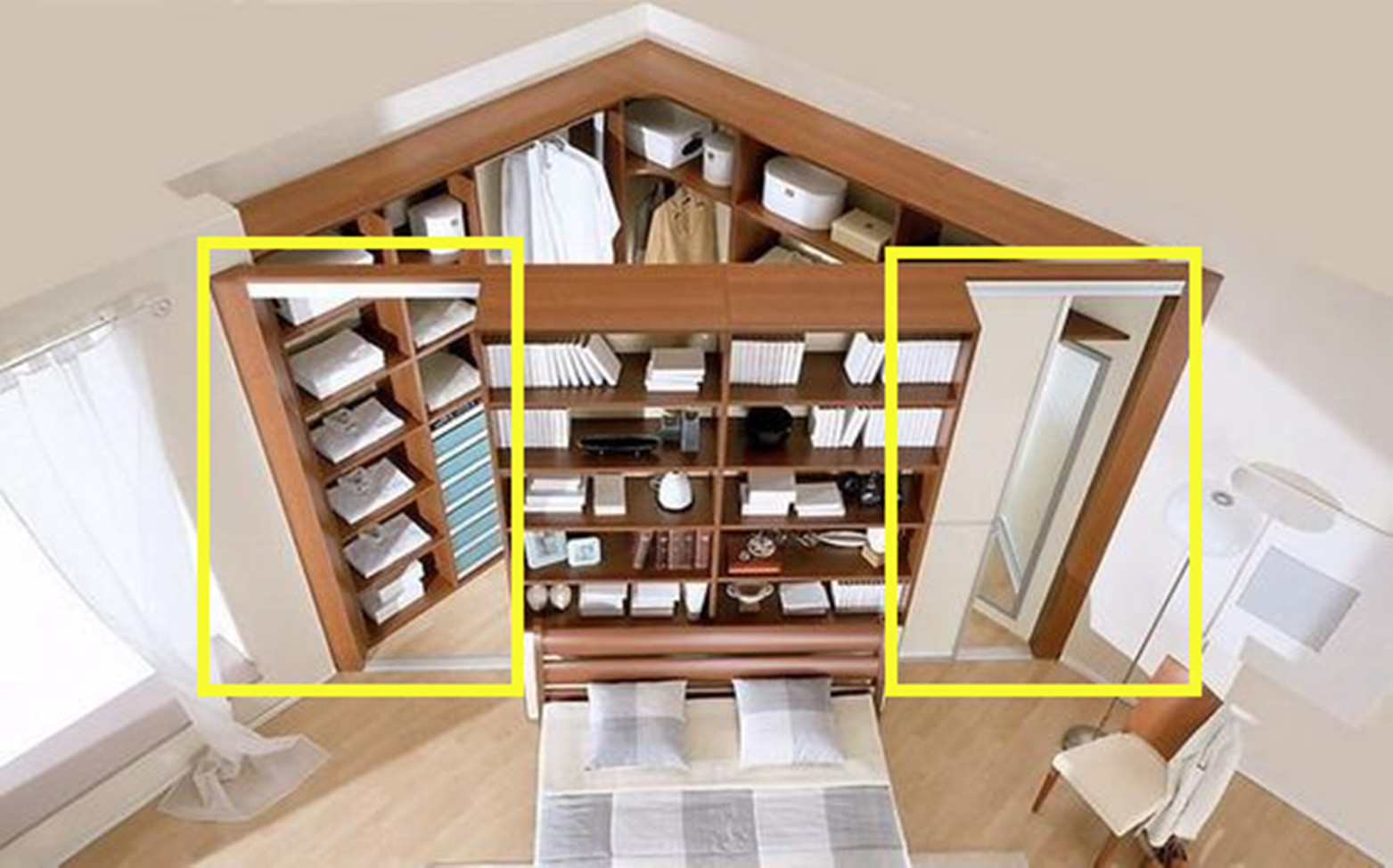 我怎么想不到,床头留个斜角衣帽间,床斜45°摆,一下收纳翻番