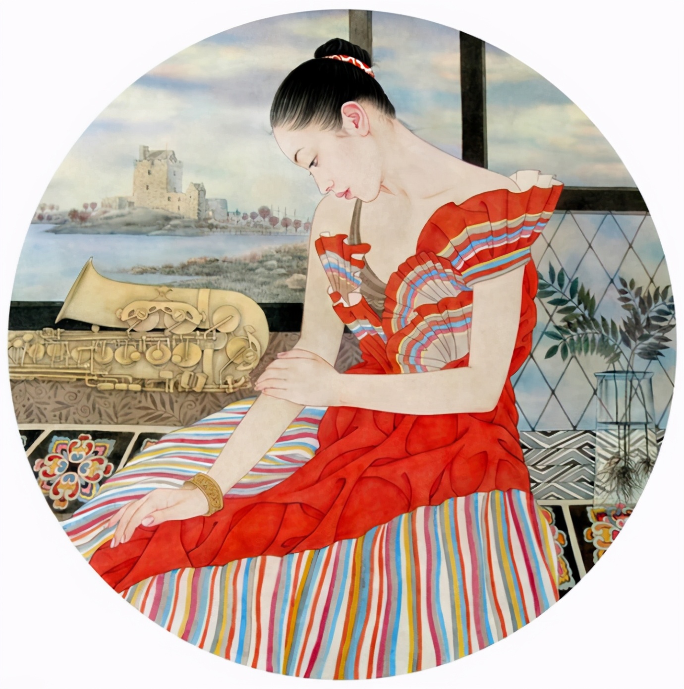 无法抗拒的美评赵胜琛的工笔人物画中的性感美人