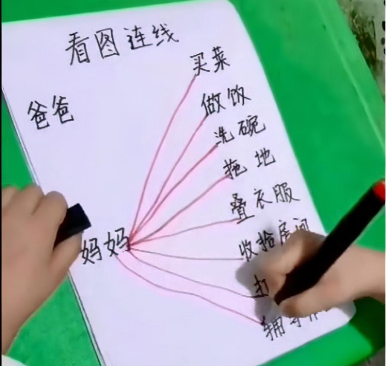 4岁女儿玩看图连线答案引无数宝妈共鸣中国家庭的缩影