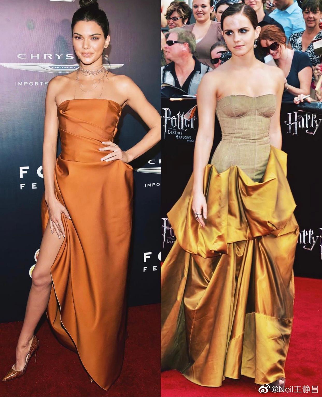 kendall jenner 与 emma watson相似服装的搭配对比