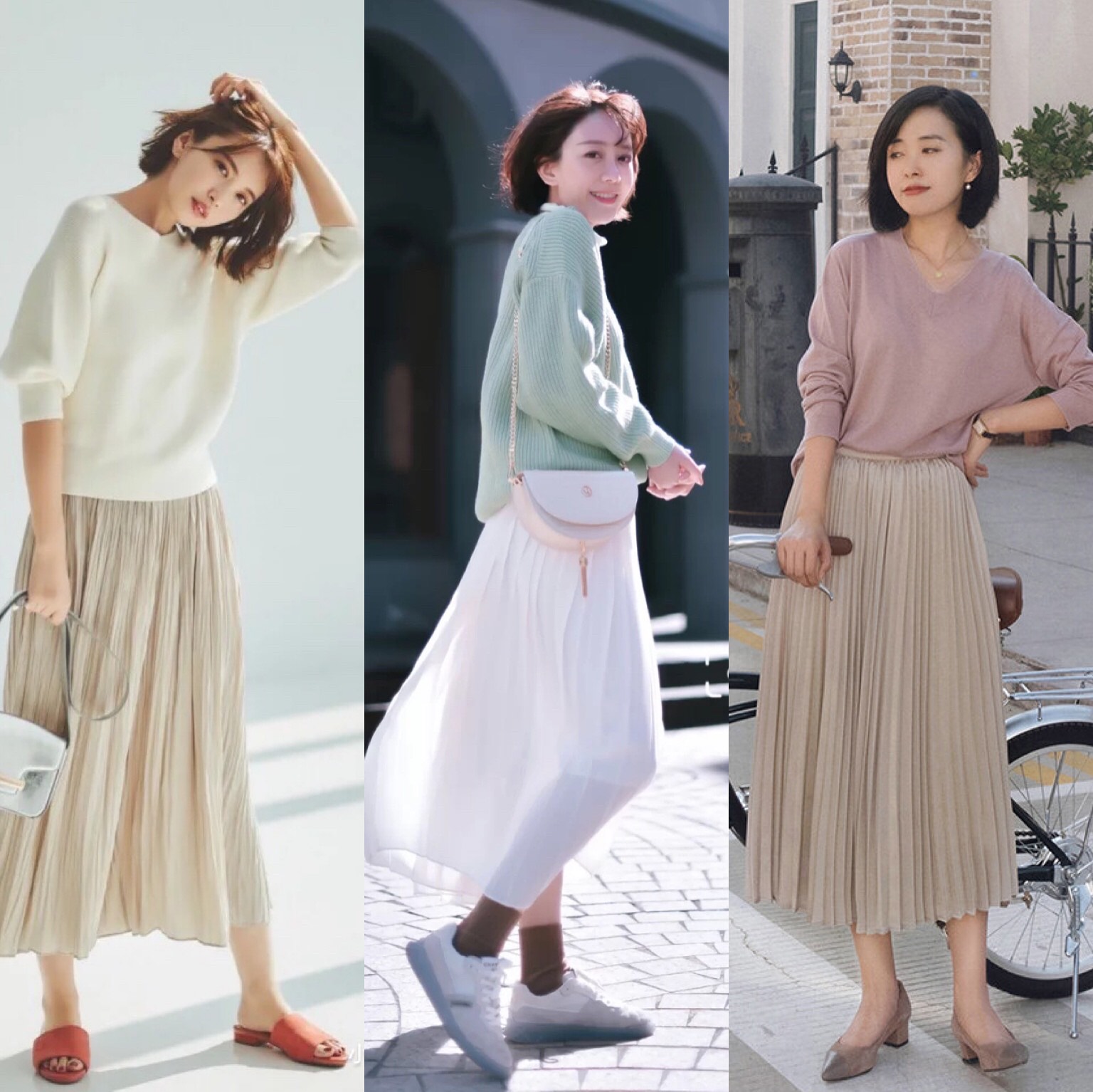 2020秋天又火了一种穿搭叫针织裙子穿上它温柔又气质