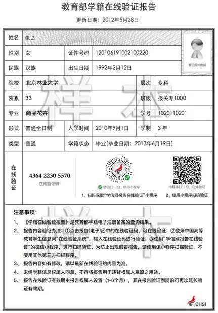 学生信息网"(以下简称"学信网")出具的《教育部学籍在线验证报告》;(1