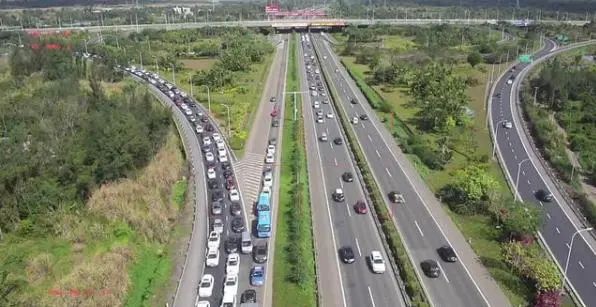 g9812高速公路美兰互通至大致坡互通段(海口往文昌方向,拥堵时间段9时