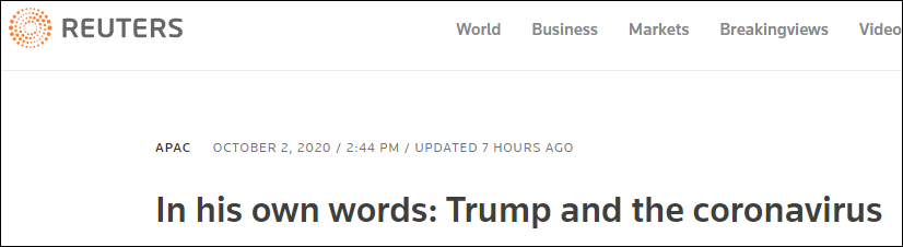  路透社：特朗普曾说过的新冠言论
