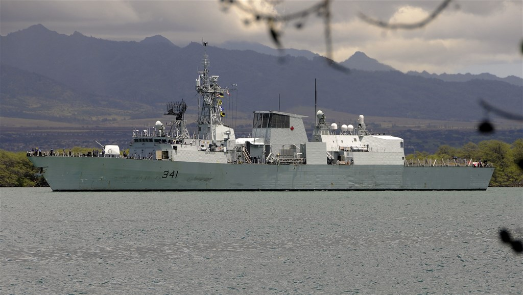2019年9月，加拿大“渥太华”号巡防舰曾航经台海。（图源：台湾“中央社”）