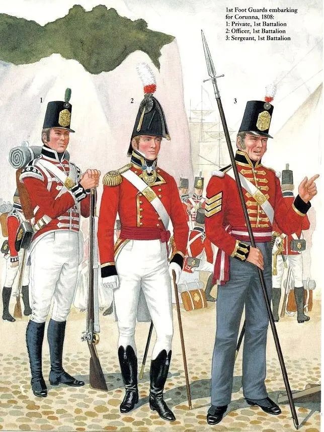 中间是戴两角帽的英军军官