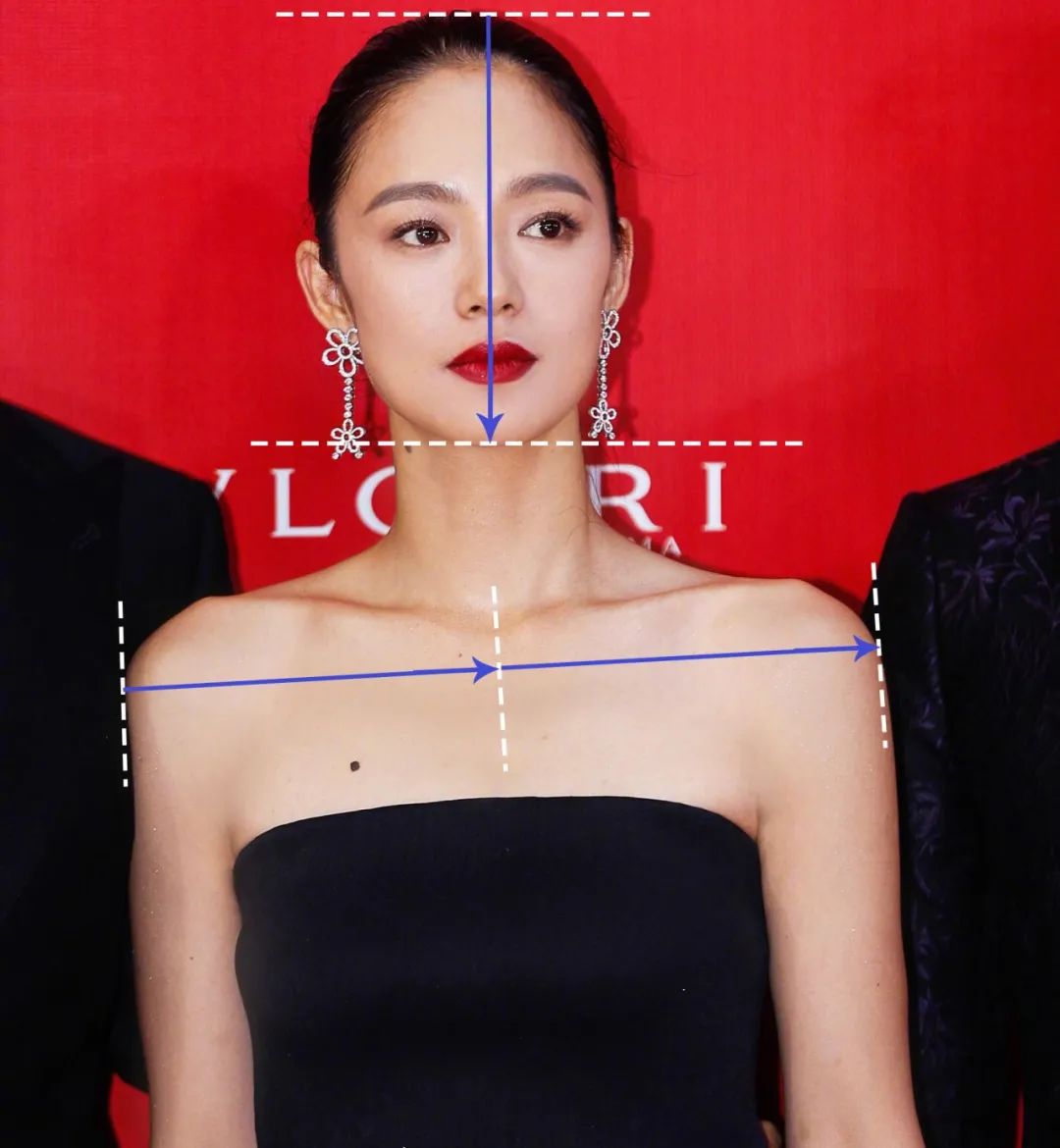 先来给大家科普一下完美头肩比的评判标准:成年女性,头高和肩宽的比值