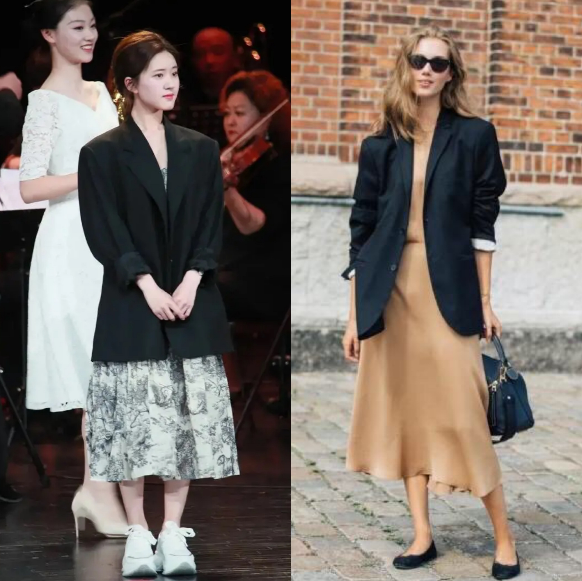 穿西装配碎花裙美又飒?其实搭配更重要,像赵露思鞋穿不对就翻车