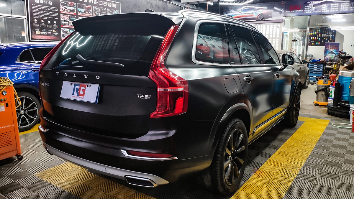 沃尔沃xc90车身改色电光黑rg瑞集改色膜广东汕尾