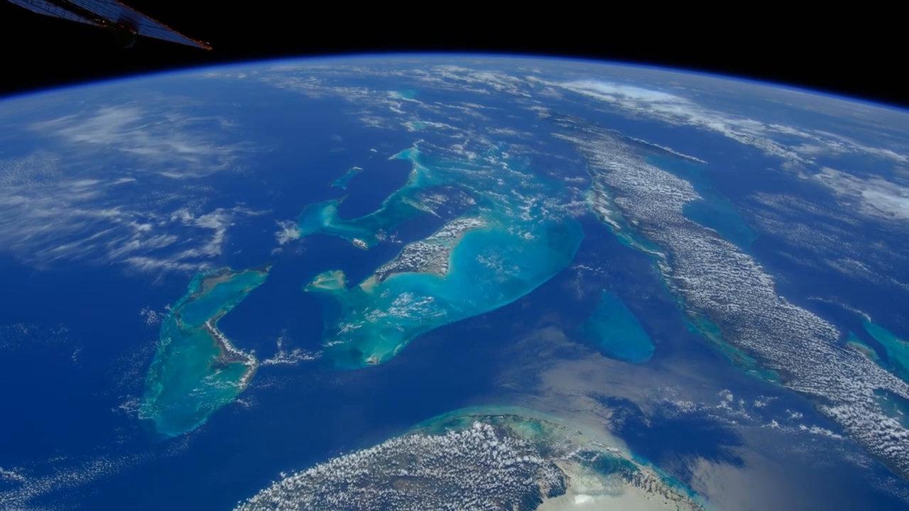 蓝色弹珠美丽的地球来自国际空间站的拍摄