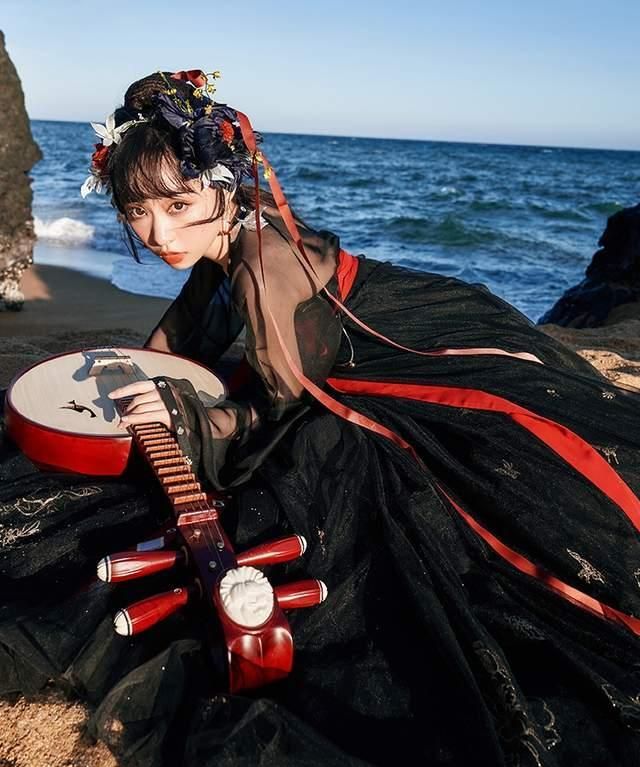 黑色魏晋风汉服仙气飘逸又帅气娇柔的小姐姐瞬间可撩妹