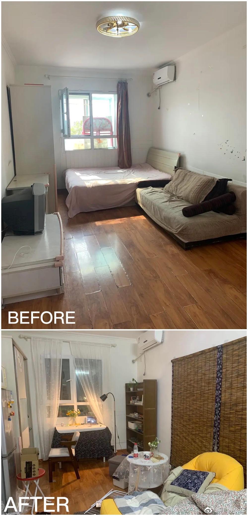 20平米出租房改造,把房间清空又重新填满,温馨舒适一人居