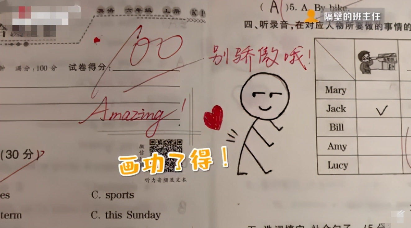 真别人的老师表情包寄语老师为100分试卷设计隐藏彩蛋