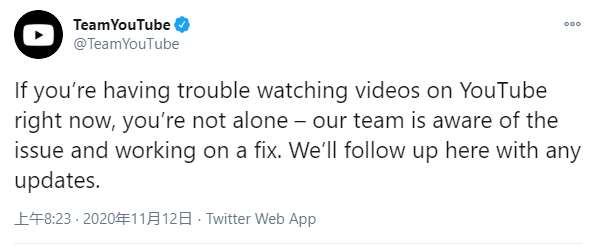 YouTube出现视频播放故障 全球超25万用户受影响