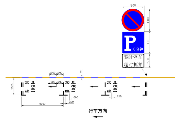 图3 限时停车泊位标志标线设置样式(停车秩序示范路)接下来武汉交警还