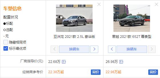 B级车定位，尺寸却堪比C级车，丰田亚洲龙和别克君越怎么选？