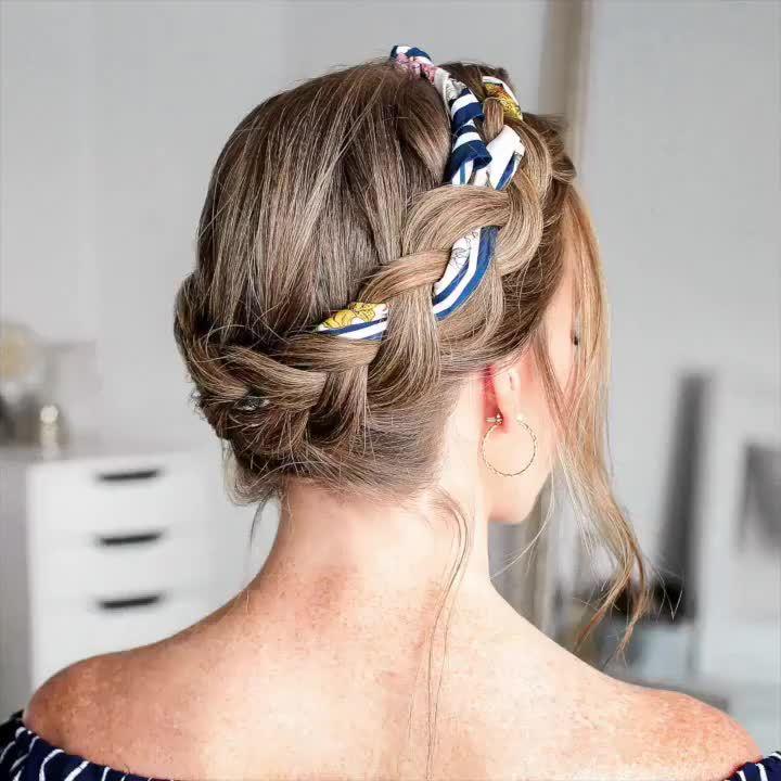 复古风的丝巾编发教程,这个得找人