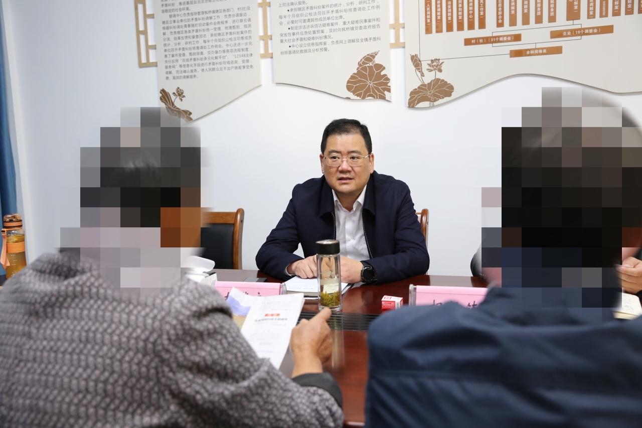 市委副市记,市长胡华良在枫桥镇人民调解委员会接访