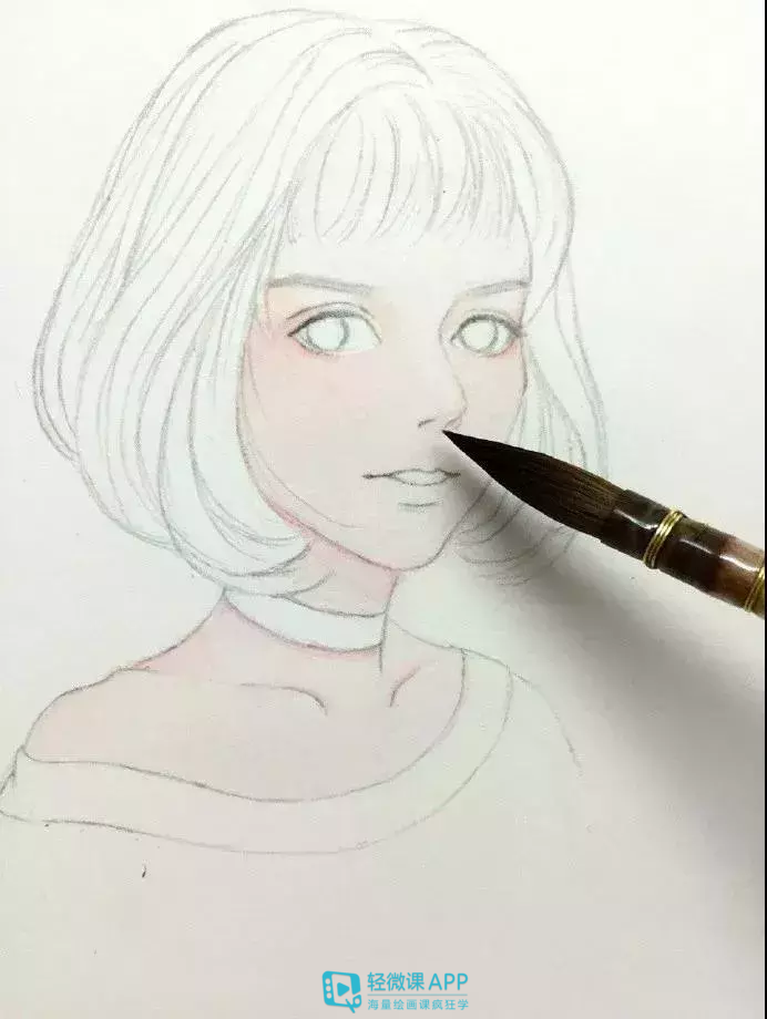 3,皮肤上色,要把人物皮肤的部分都涂上颜色,下手要温柔.