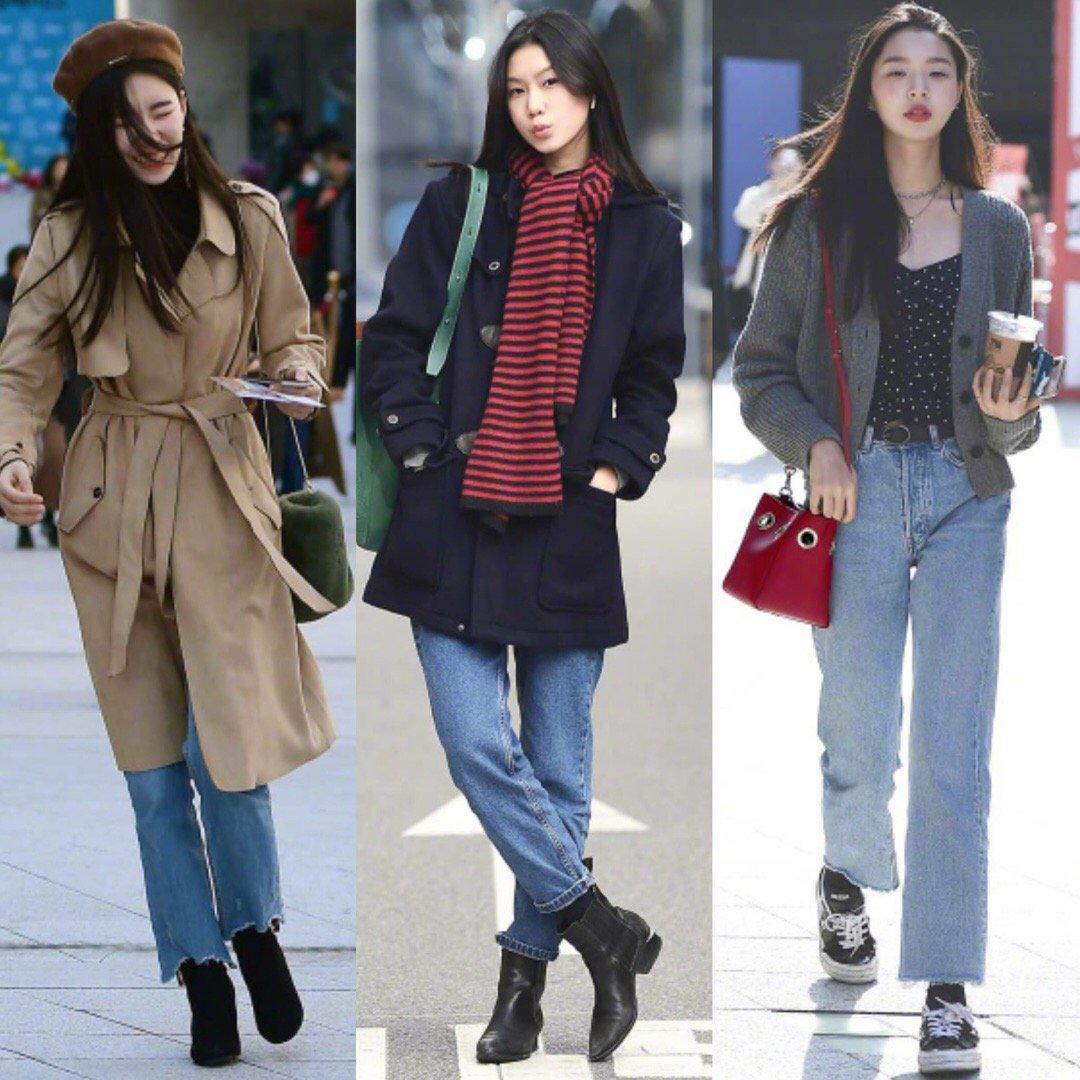 首尔街拍,韩国女孩的牛仔日常穿搭指南,时髦有型