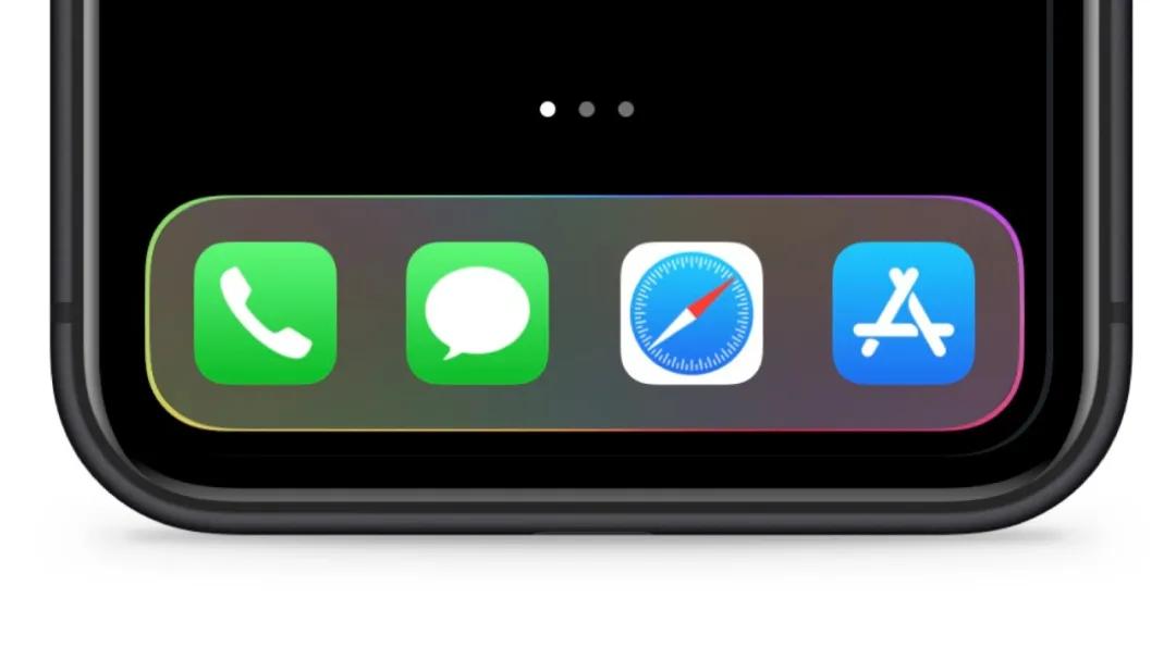 主屏款壁纸的顶部和锁屏款一致,主要区别是在底部的dock栏,不仅有彩色