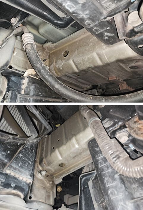 两前纵梁经过检测无变形修复的痕迹.