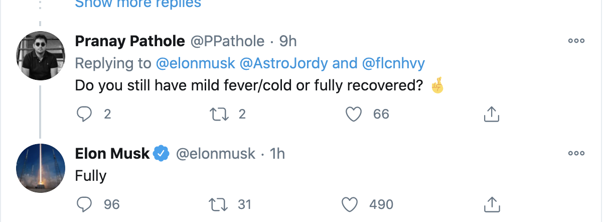 感染新冠病毒的马斯克：已从低烧、感冒等症状中完全恢复