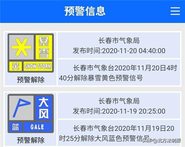 长春解除暴雪蓝色预警