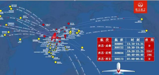 从西昌出发四川航空西昌分公司,从西昌月均进出港航班达到300余次
