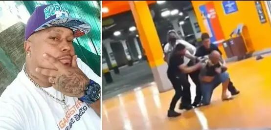 左图为黑人男子弗雷塔斯，右图为弗雷塔斯被殴打事发现场图 图源：巴西媒体