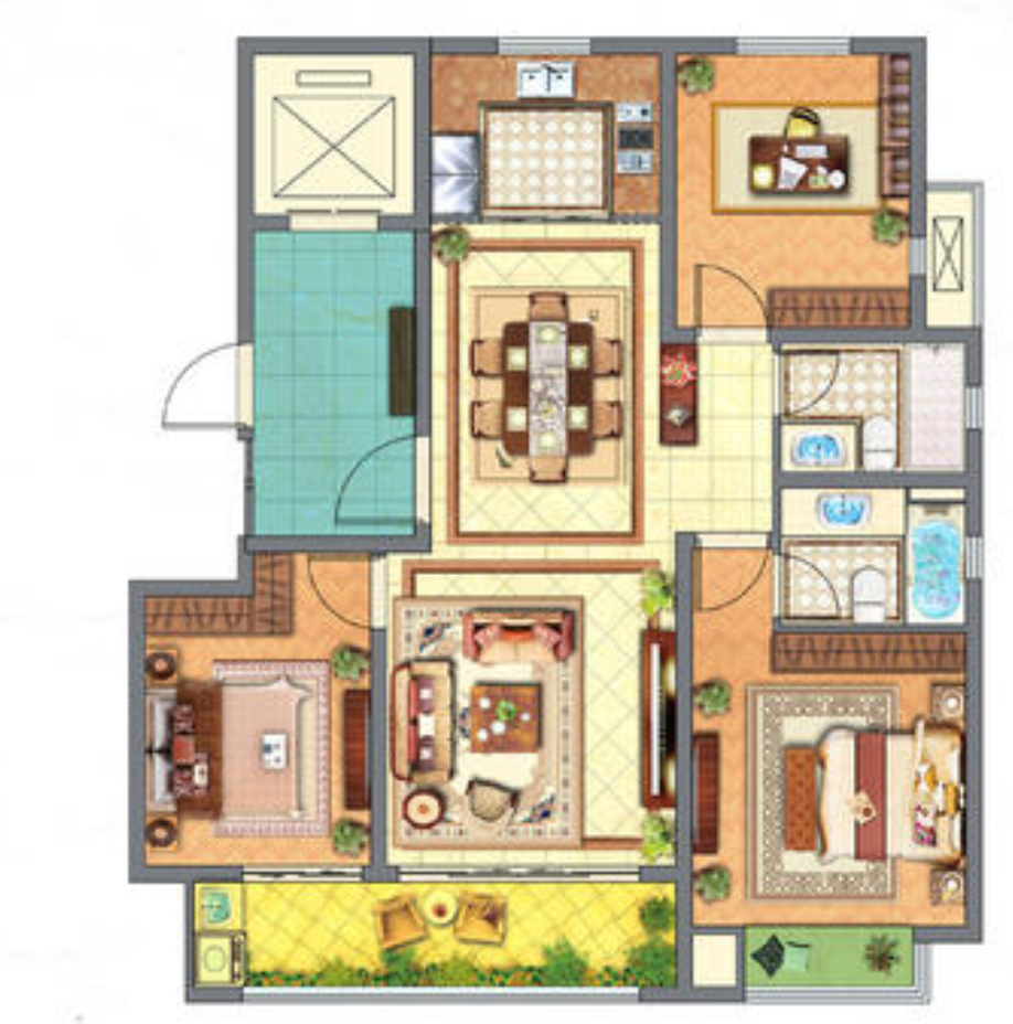 三江名苑户型图如果你家的房子也是140平米,如果你也喜欢现代风格