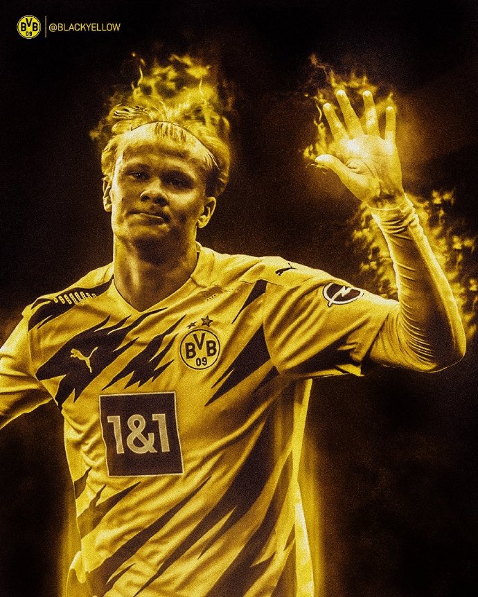 多特制作的哈兰德海报. 图片来源:多特蒙德俱乐部官微