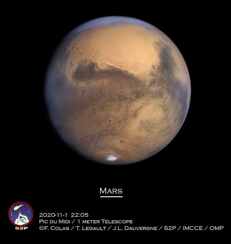 midi天文台的1米望远镜,以其17000mm原生焦距拍得一系列火星表面图像