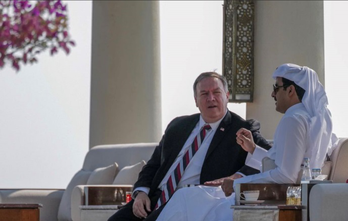 卡媒披露的唯一一张会晤图片。卡塔尔国家通讯社 图