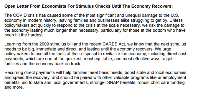 125名经济学家联名督促美国政府提供进一步刺激援助