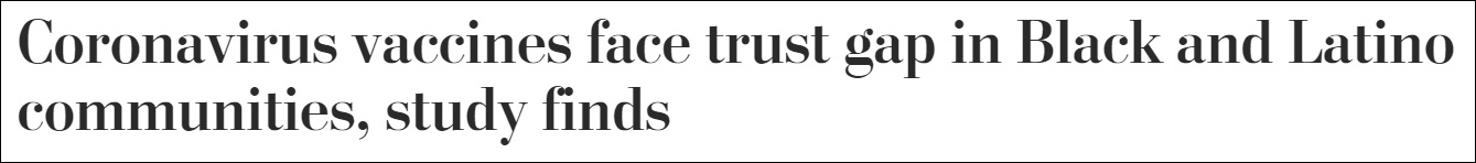 美民调：就算免费提供新冠疫苗 只有48%非裔愿意接种