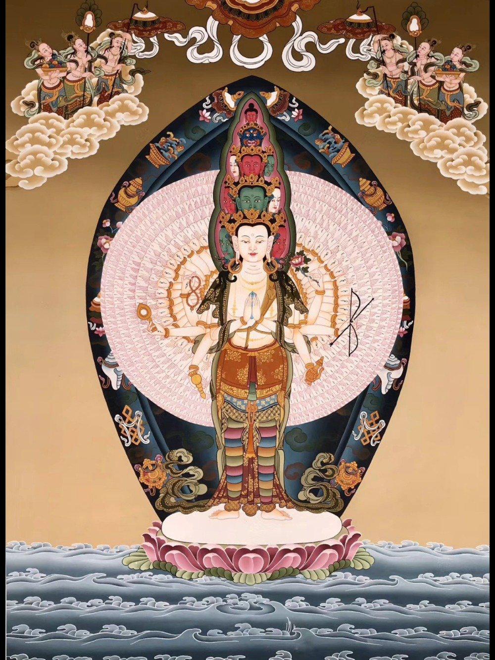 转赞 礼敬千手观音菩萨,贵人相逢好运交,称心如意喜眉梢