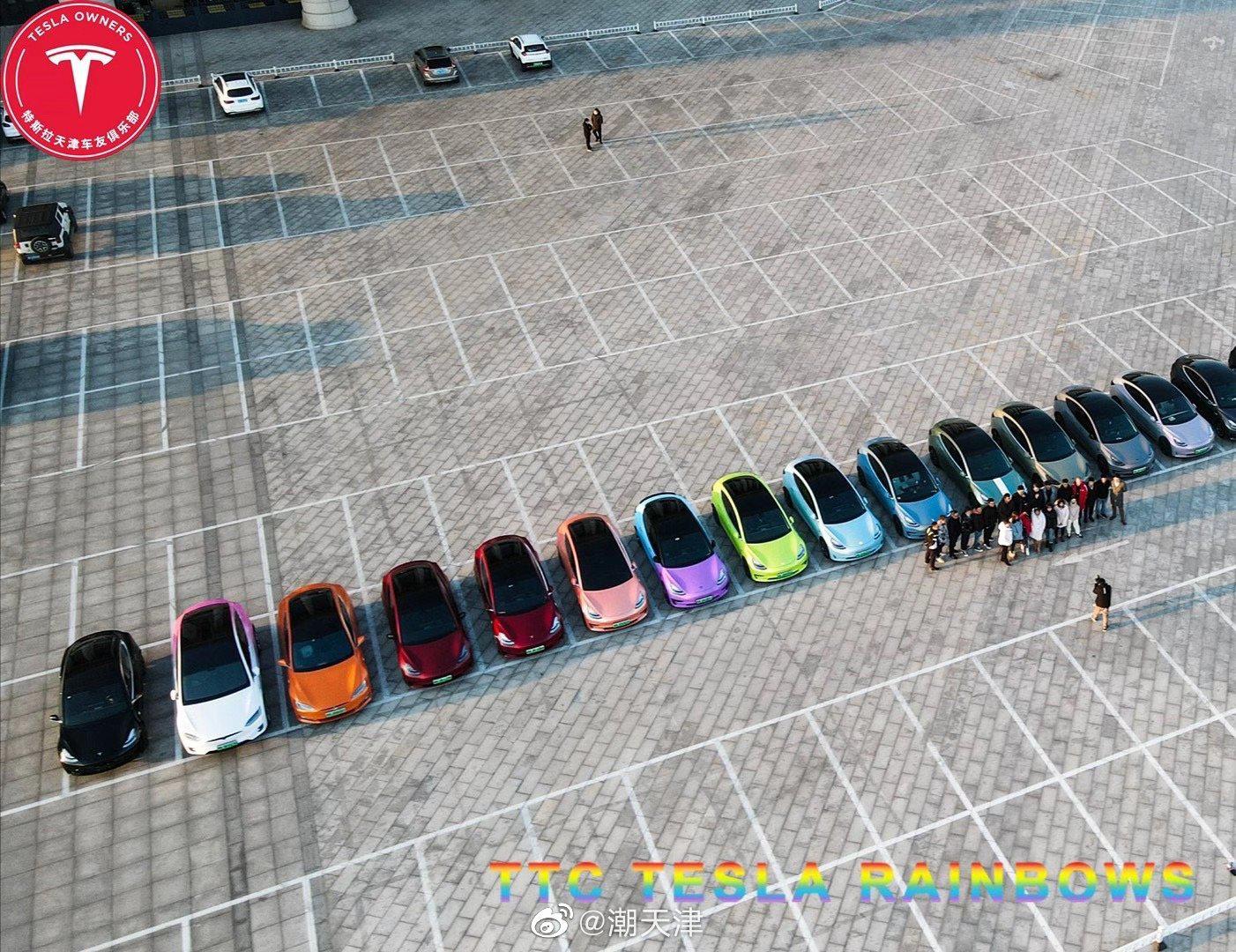 特斯拉天津车友俱乐部彩虹车队亮相!