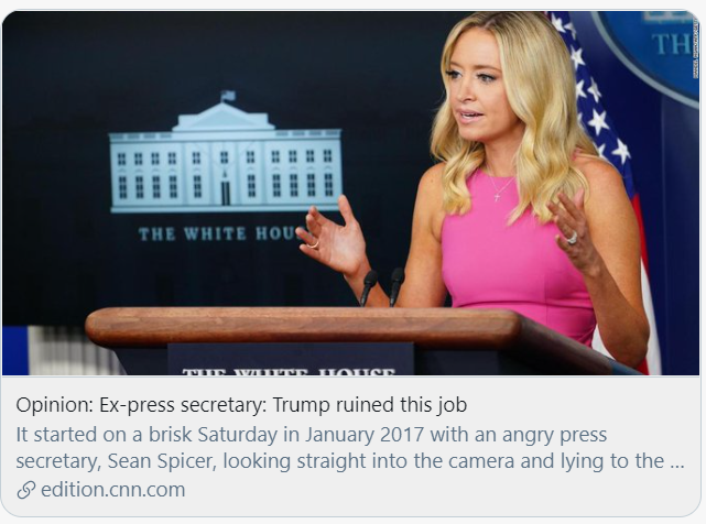 特朗普毁了白宫新闻发言人这份工作。/CNN报道截图